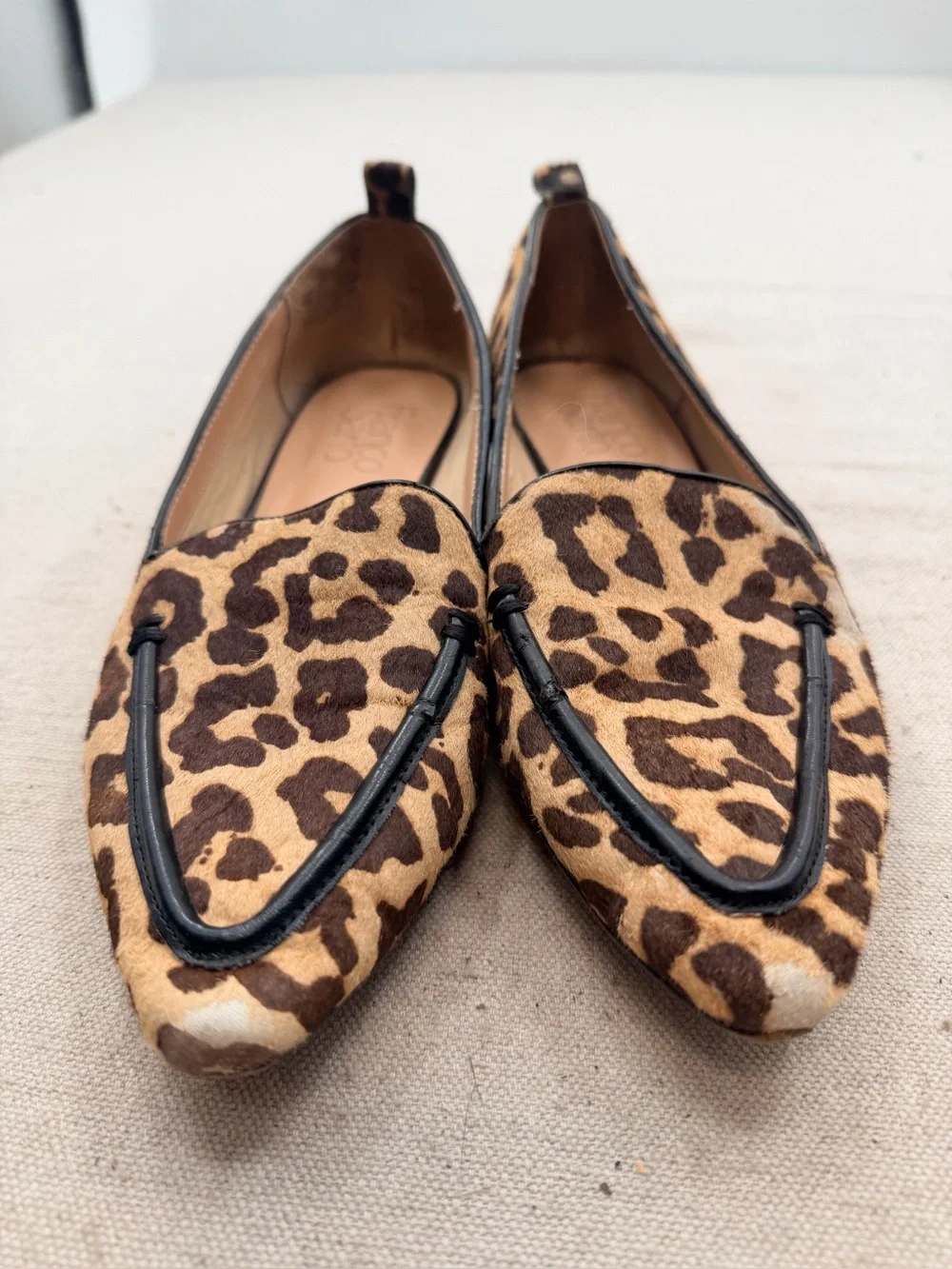 Franco Sarto Susie Leopard-Print Pointed Loafers - Brown/Tan